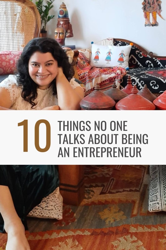A poster on 10 things no one talks about being an entrepreneur 